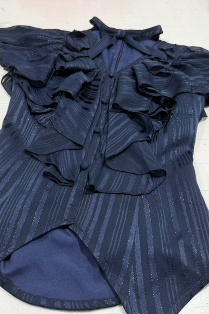 Blue Ruffled Bow Gothic Japanese Lolita Blouse