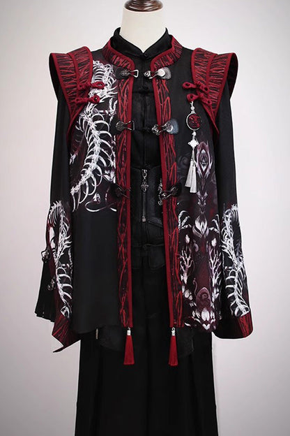 [Bone Dragon] Long Sleeves Print Ouji Fashion Classic Lolita Coat 2 Colors