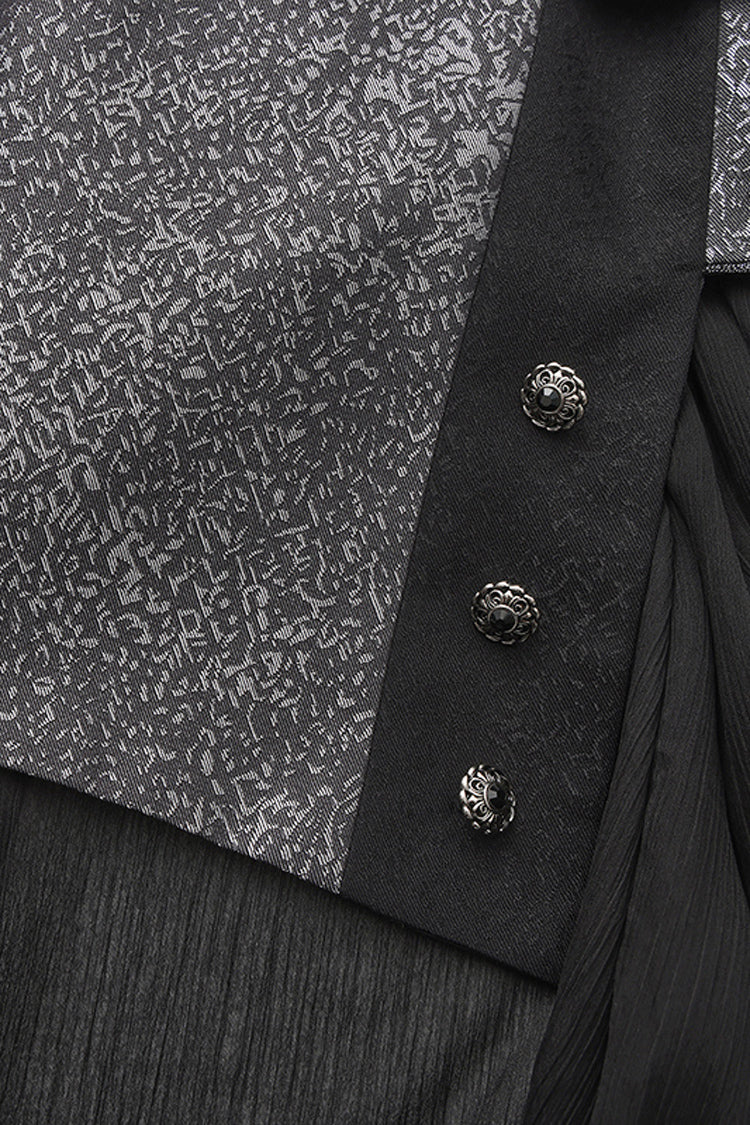 Silver [Eternal Dislocated Boundary] Sleeveless Lace Slim Gothic Elegant Prince Handsome Lolita Long Coat