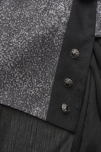 Silver [Eternal Dislocated Boundary] Sleeveless Lace Slim Gothic Elegant Prince Handsome Lolita Long Coat