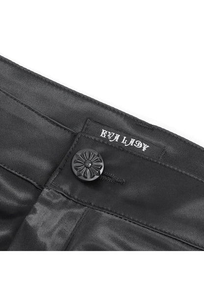 Black Ruffle Lace Stitching Womens Gothic Flared Pant