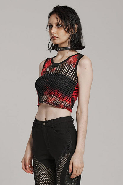Sleeveless Hollow Tie-dyed Womens Steampunk Vest 3 Colors