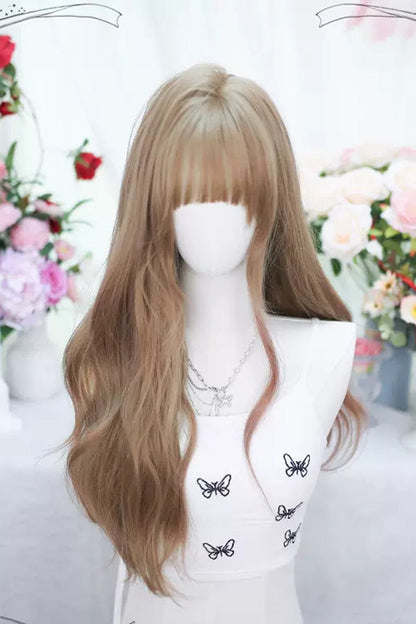 Light Brown Air Bangs Sweet Lolita Long Wigs