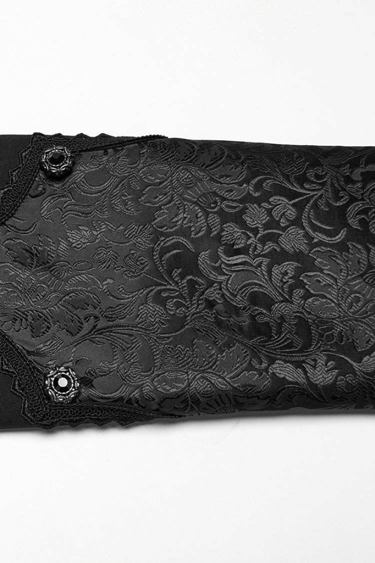 Black Stand Collar Long Sleeves Jacquard Stitching Swallow-tailed Men's Gothic Coat