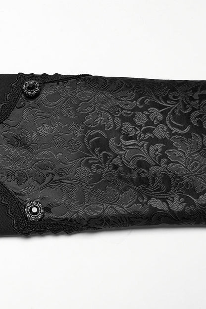 Black Stand Collar Long Sleeves Jacquard Stitching Swallow-tailed Men's Gothic Coat