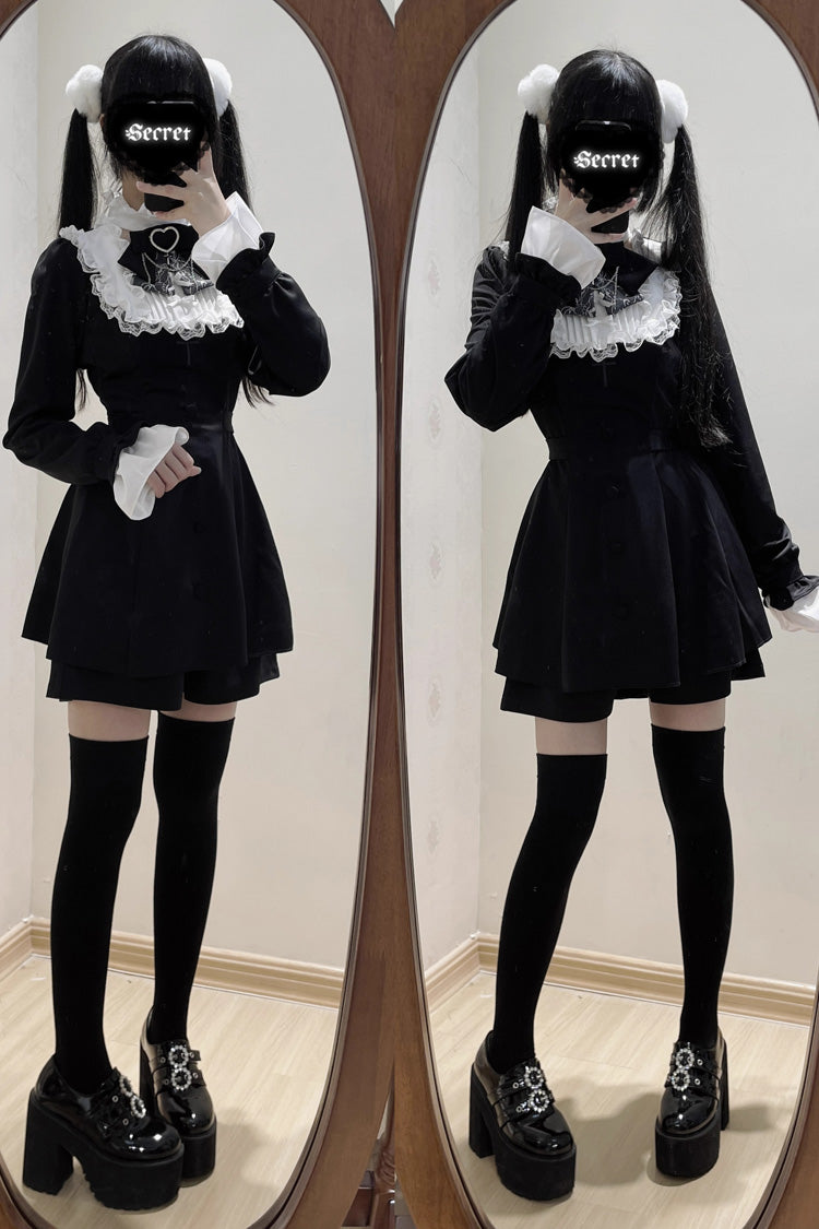 Stairway to Heaven Long Sleeves Embroidery Bowknot Lace Sweet Jirai Kei Set 3 Colors