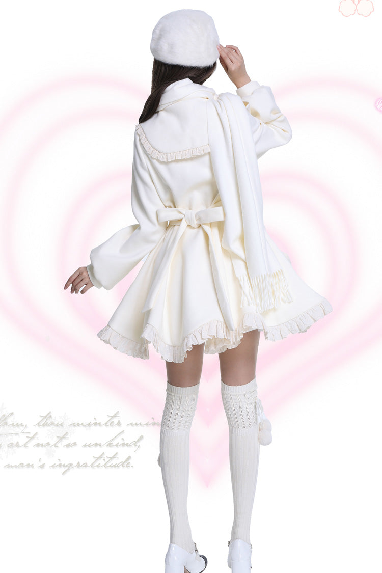 [Winter Sonata] Long Sleeves Ruffle Bowknot Sweet Elegant Princess Lolita Coat 2 Colors