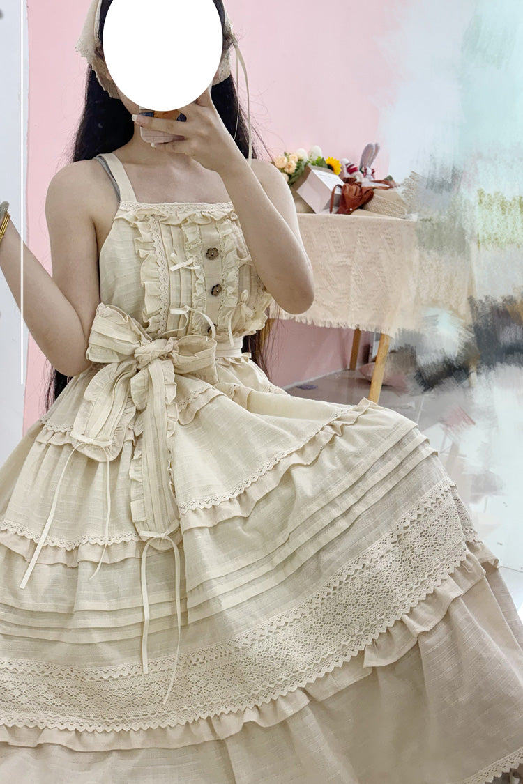 [Summer Flower Tea] Ruffle Bowknot Lace Sweet Lolita Jsk Dress 6 Colors
