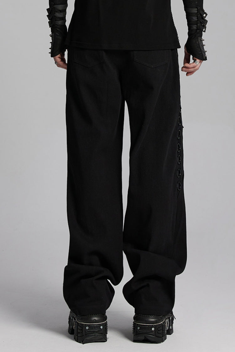 Black Rings Stitching Mesh Men's Punk Pants