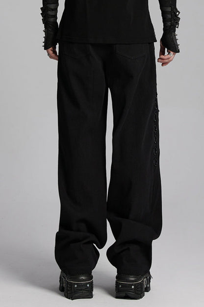 Black Rings Stitching Mesh Men's Punk Pants