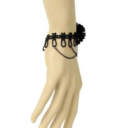 Black Retro Fashion Personality Female Lace Flower Tassel Gothic Lolita Bracelet