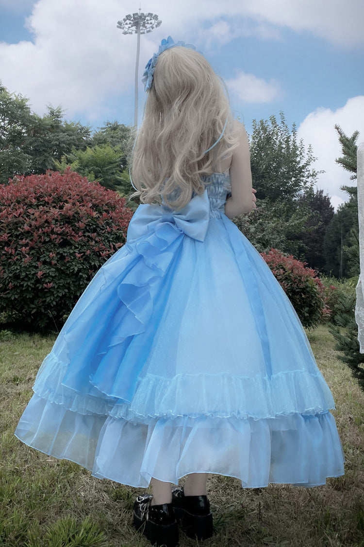 Blue [Moonlight Sonata] Ruffle Cardigan Bowknot Lace Sweet Vintage Lolita Jsk Dress