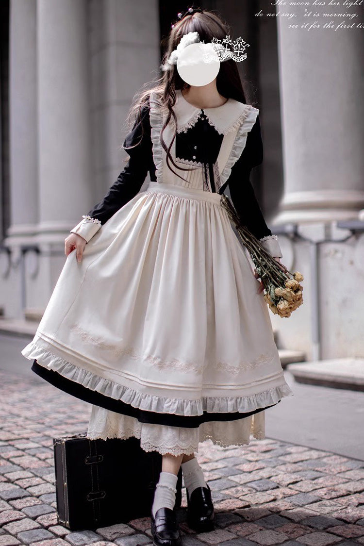 Black [Angelina] Doll Collar Long Sleeves Ruffle Bowknot Classic Vintage Elegant Lolita Dress