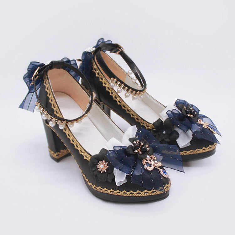 Bowknot Lace Sweet Lolita High Heels 6 Colors