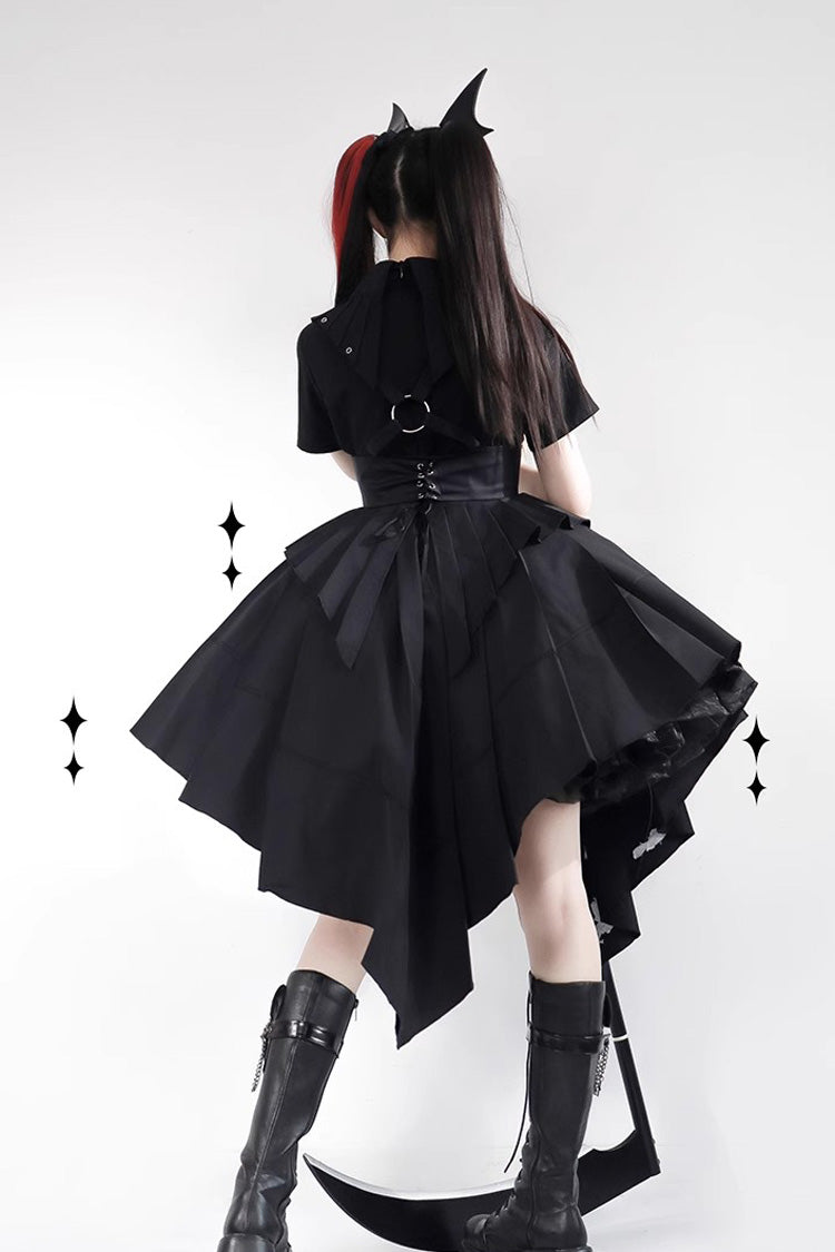 Black Travelling Thorns Short Sleeves Print Gothic Elegant Lolita Dress