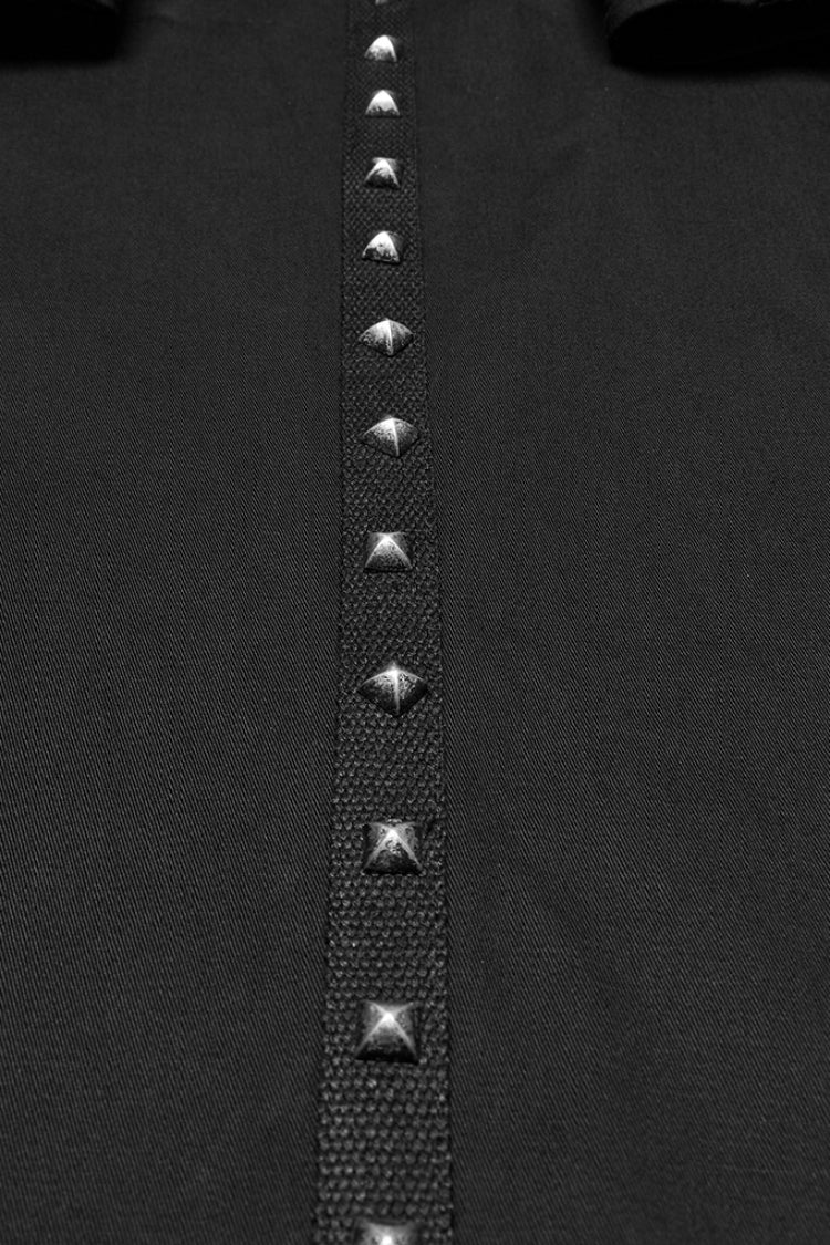 Black Stand Collar Stitching Mesh Men's Punk Vest