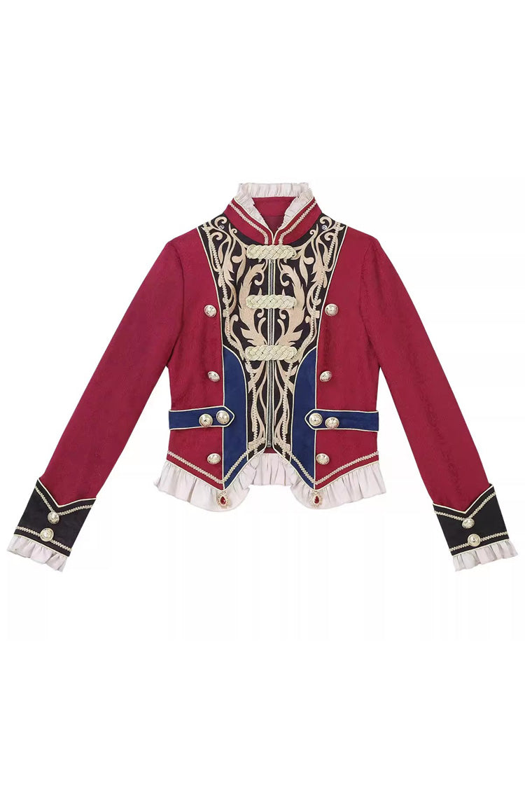 Red/Blue [Royal Glory] Stand Collar Long Sleeves Ruffled Embroidered Gothic Vintage Prince Palace Ouji Lolita Set