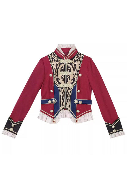 Red/Blue [Royal Glory] Stand Collar Long Sleeves Ruffled Embroidered Gothic Vintage Prince Palace Ouji Lolita Set