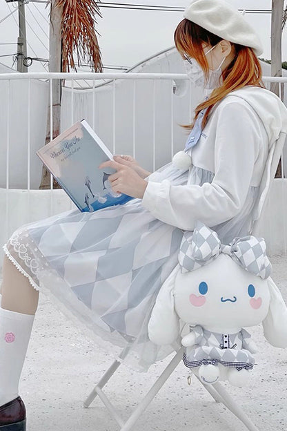 White/Blue Bowknot Big Ears Doll Sweet Lolita Backpack
