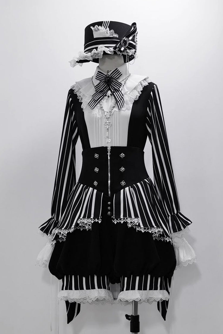Black/White Wonderful Trick Stripe Print Lace Ouji Fashion Elegant Lolita Shorts