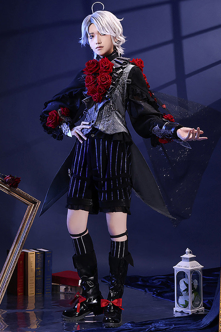 Black/Blue Witch Night Patient Star Gothic Prince Handsome Ouji Lolita Set
