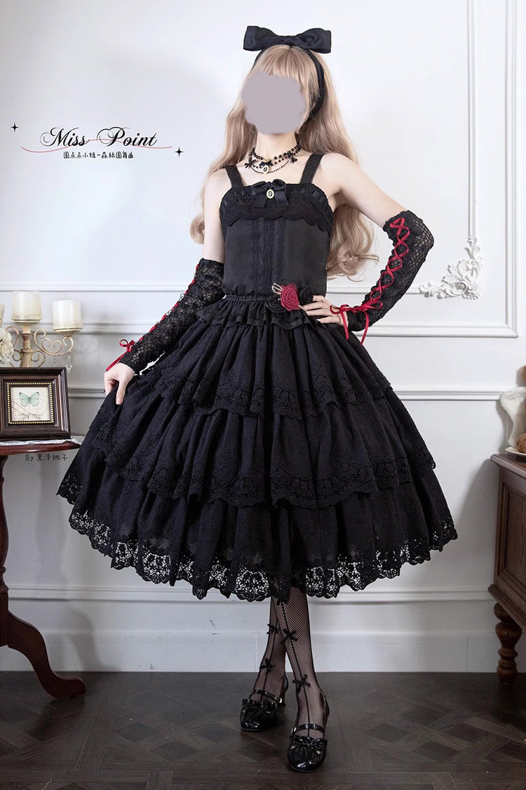 Black [Forest Waltz] Embroidery Sweet Elegant Lolita Suspender Top