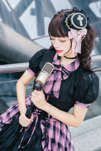 Black/Purple Short Sleeves Multi-Layered Print Ruffle Cardigan Bowknot Asymmetric Sweet Lolita Skirt Set