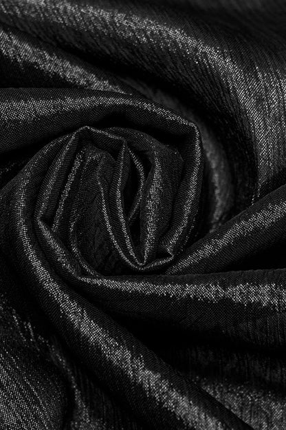 Black Stand Collar Jacquard Ruffle Men's Gothic Blouse
