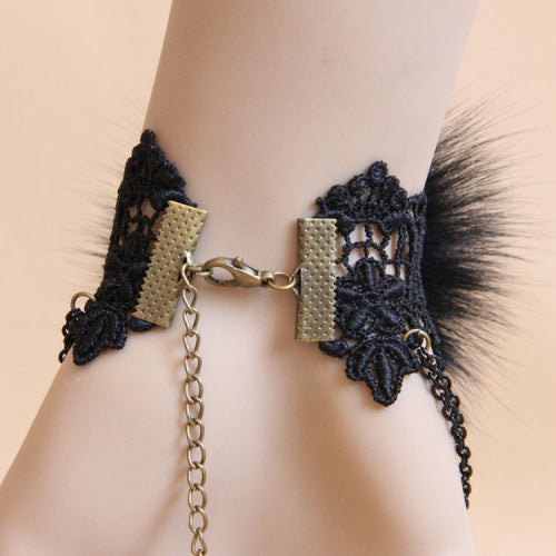 Black Retro Fashion Lace Fox Hair Female Gothic Lolita Ring Bracelet