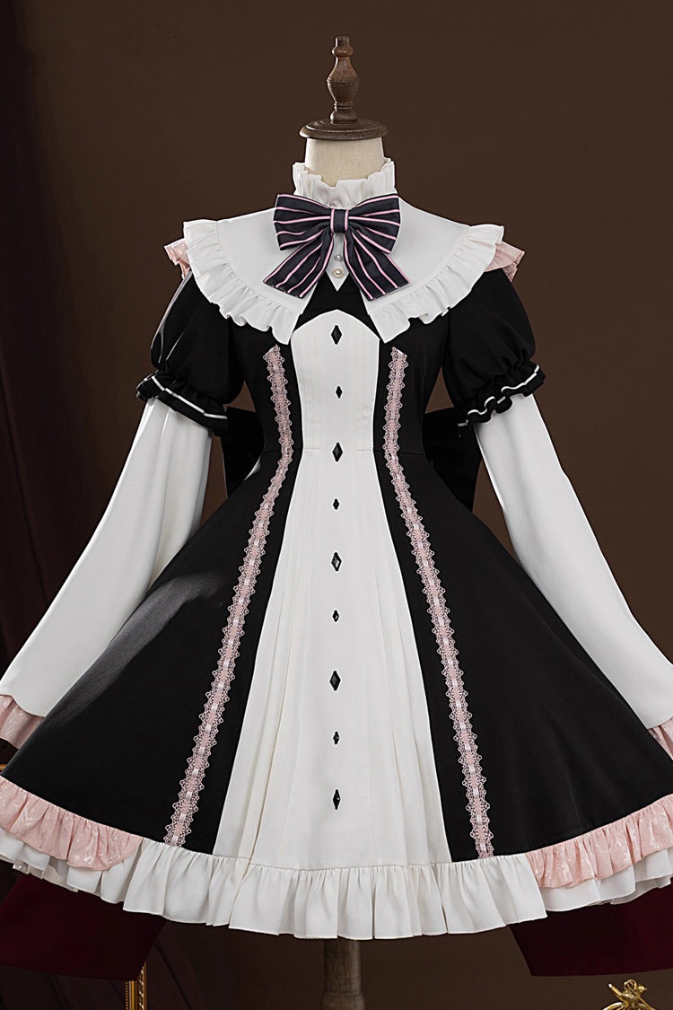 Black Yog-Sothoth’s Courtyard Cosplay Tereboka Little Reaper Long Sleeves Ruffle Cardigan Bowknot Lace Hooded Gothic Lolita Dress Set