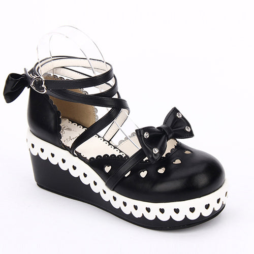Round Toe Bowknot Lace Sweet Lolita Shoes