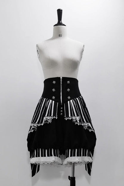 Black/White Wonderful Trick Stripe Print Lace Ouji Fashion Elegant Lolita Shorts