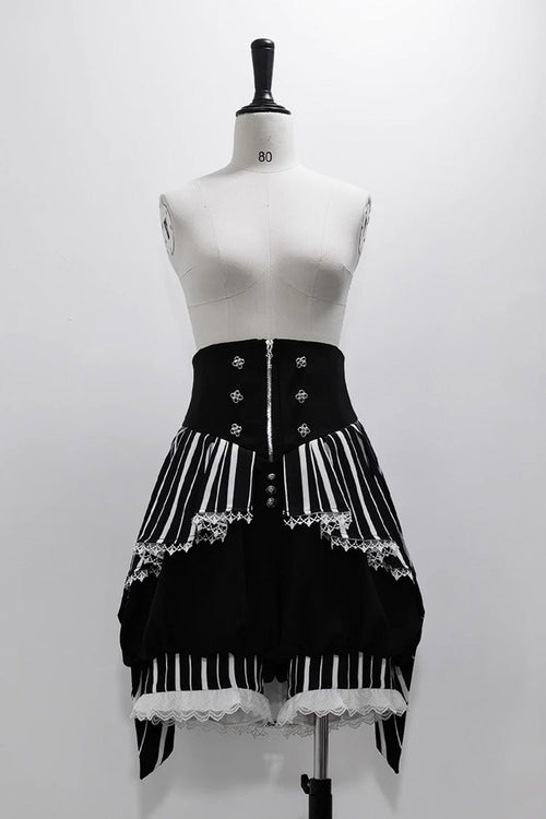Black/White Wonderful Trick Stripe Print Lace Ouji Fashion Elegant Lolita Shorts