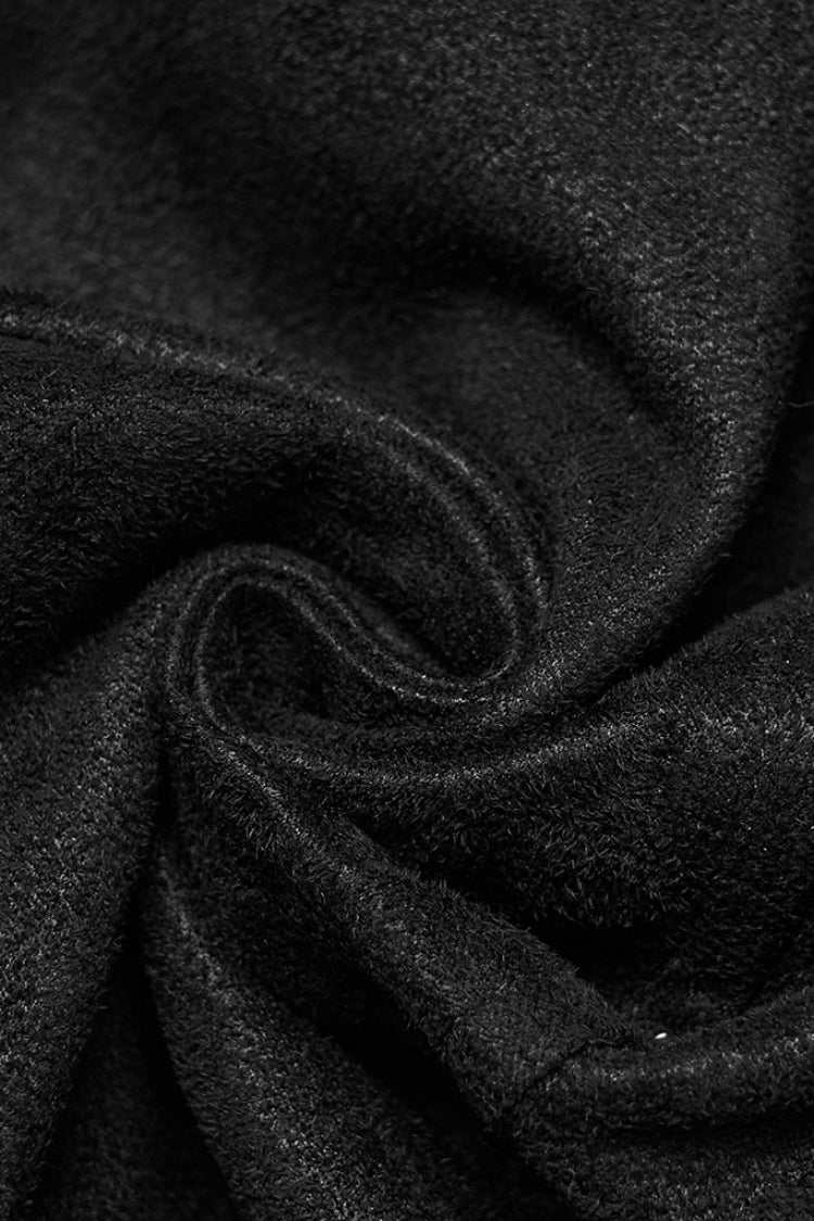 Black Stand Collar Long Sleeves Stitching Zipper Eyelet Men's Punk Jacket