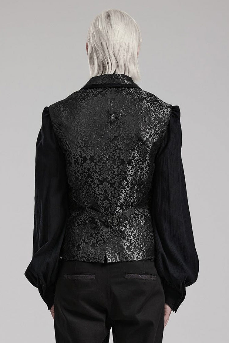Men's V Collar Sleeveless Print Luxury Gem Four Button Stitching Gothic Vest 2 Colors