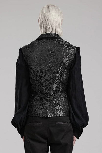 Men's V Collar Sleeveless Print Luxury Gem Four Button Stitching Gothic Vest 2 Colors