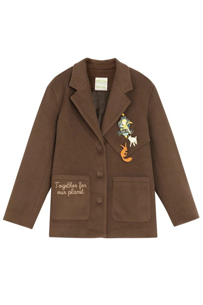 Brown College Style Long Sleeves Ouji Vintage Lolita Coat