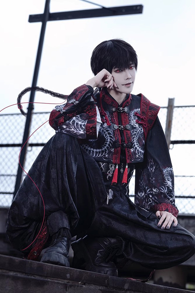 [Bone Dragon] Long Sleeves Print Ouji Fashion Classic Lolita Coat 2 Colors