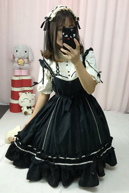 Black Ruffle Bowknot Gothic Vintage Lolita Jsk Dress