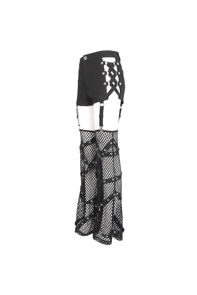 Black Side Cutouts Womens Steampunk Shorts