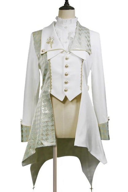 White Immortal Rose Knight Print Single Breasted Elegant Ouji Fashion Lolita Coat