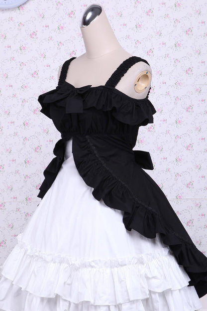 Black/White Cotton Multi-Layer Bowknot Cardigan Classic Lolita Dress