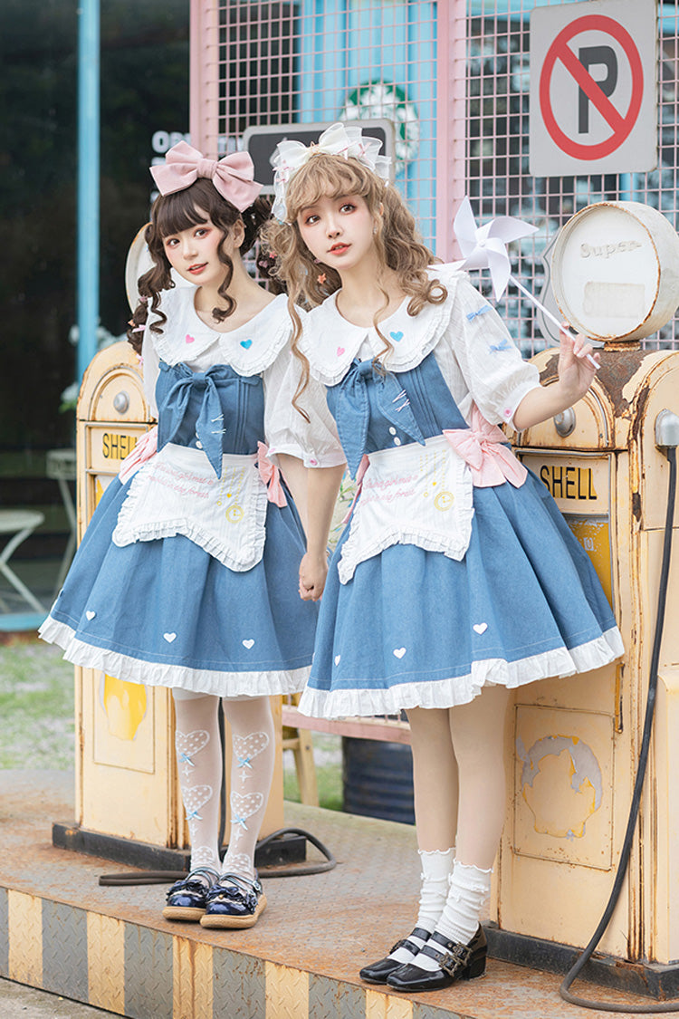 Blue [Cowboys Are Busy] Ruffle Bowknot Sweet Lolita Strap Dress