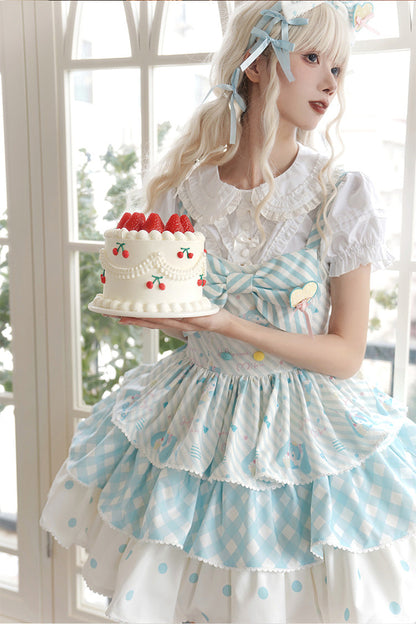 Blue [Hatsune Miku] Sleeveless Triple-Layered Print Bowknot Sweet Lolita Jsk Dress