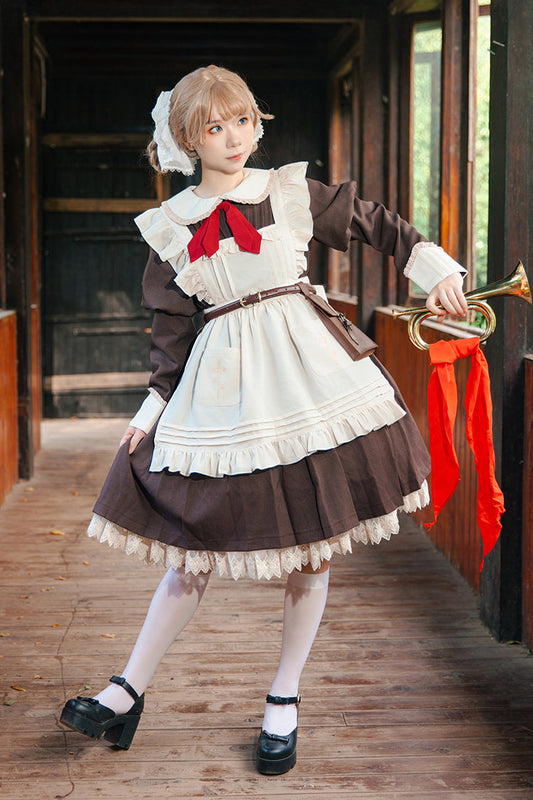 [Violent Maid] Long Puff Sleeves Bowknot Classic Vintage Lolita Dress 2 Colors