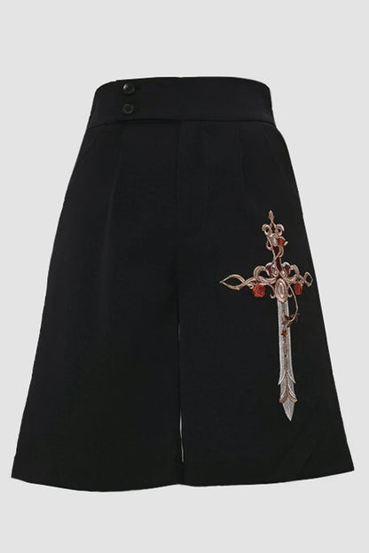 Black V Collar Night Command Embroidered Ouji Lolita Sleeveless Top