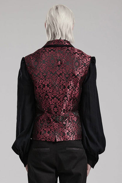 Men's V Collar Sleeveless Print Luxury Gem Four Button Stitching Gothic Vest 2 Colors