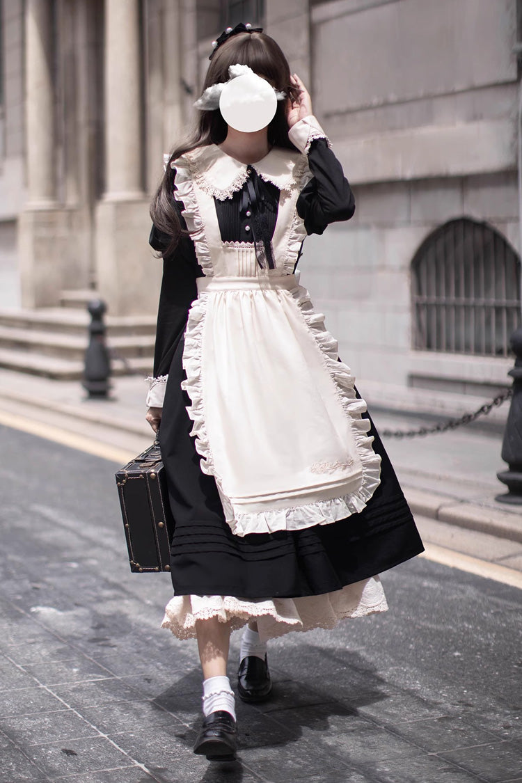 Black [Angelina] Doll Collar Long Sleeves Ruffle Bowknot Classic Vintage Elegant Lolita Dress