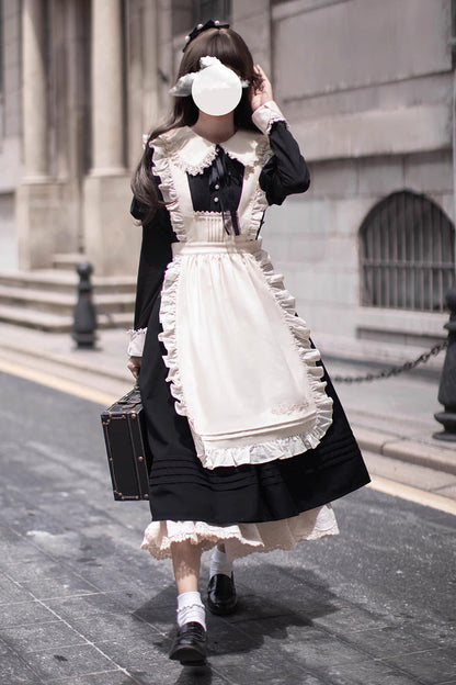 Black [Angelina] Doll Collar Long Sleeves Ruffle Bowknot Classic Vintage Elegant Lolita Dress