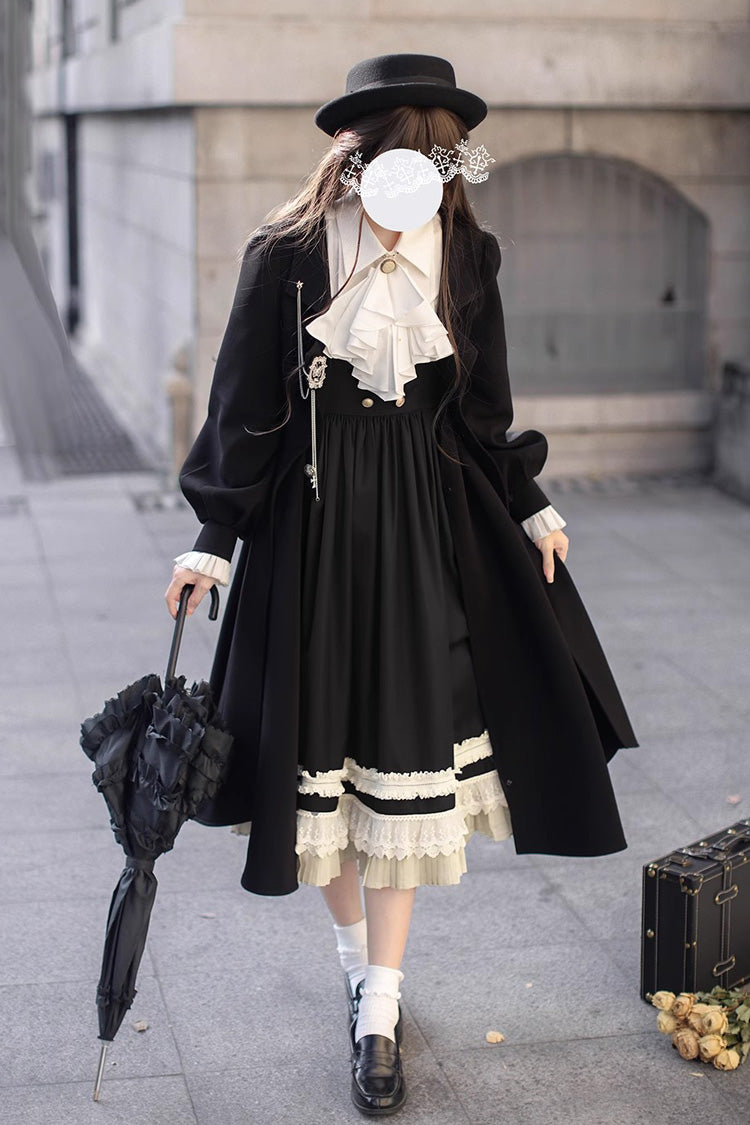 Black [Hathaway] Ruffle Bowknot Lace Elegant Lolita Jumper Dress